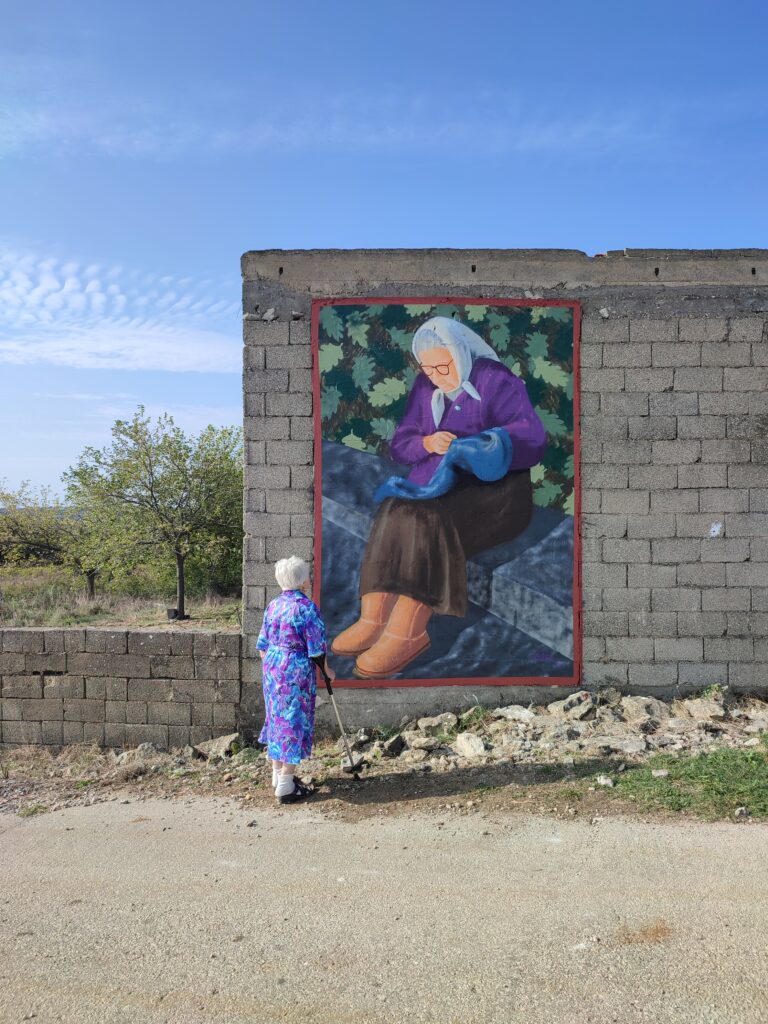 A mural painting of Zorka's 98-year-old grandmother, after whom she took her name as an alias.